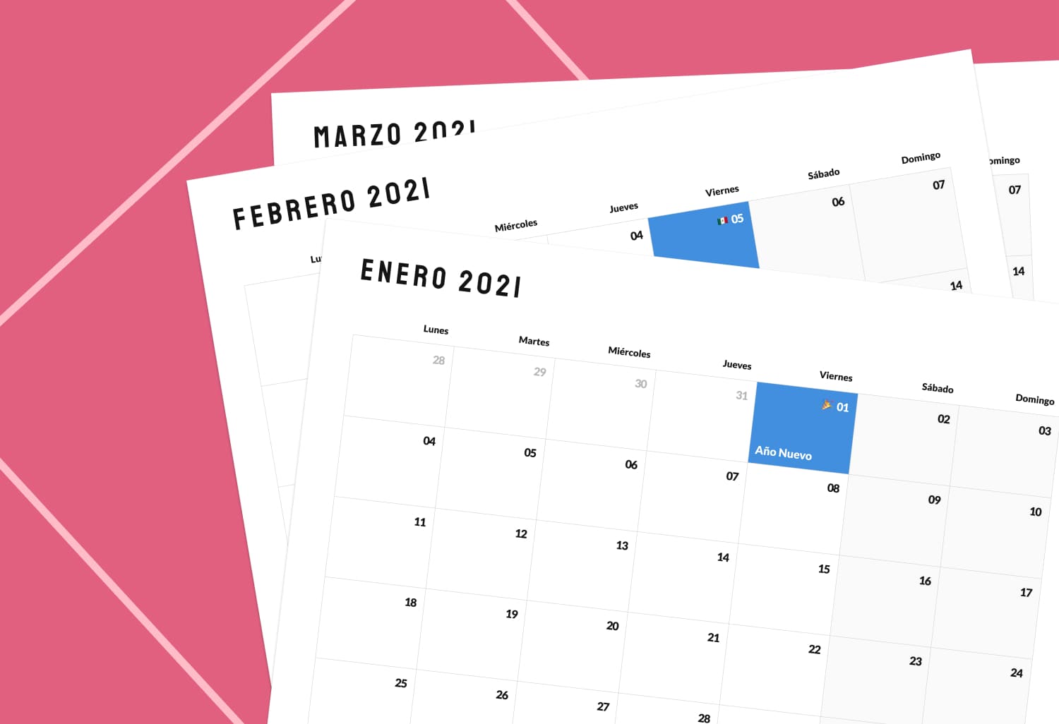 Descarga el calendario laboral de México para 2021