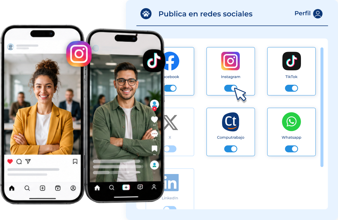 El usuario puede escoger entre Instagram y TikTok