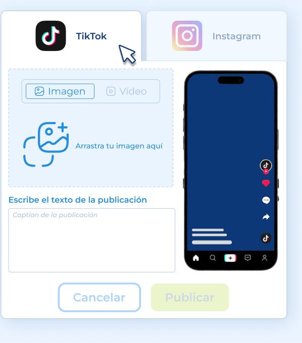 Selecciona la plataforma donde quieres promover la oportunidad. Las cuentas deben estar conectadas por un administrador.