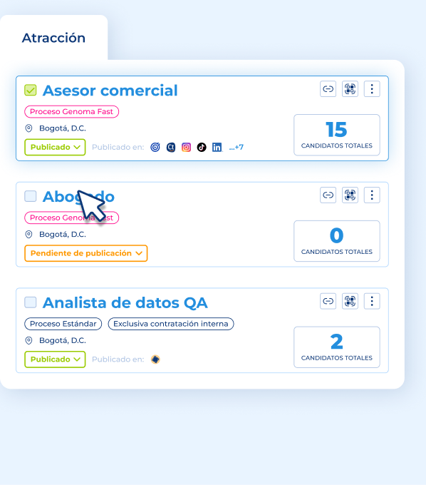Activa el proceso en Pandapé y accede a la pestaña Atracción desde el detalle de la vacante.