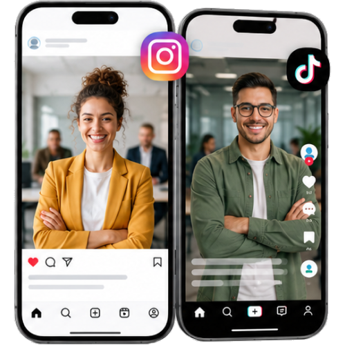 telefonos celulares en los que se ve cómo se comparten procesos de seleccion en tiktok y instagram