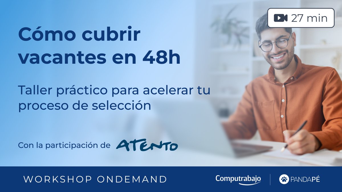 cover de webinar donde aparece un hombre con gafas delante de un portátil escribiendo en un papel