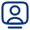 icono sin relleno de color azul con un avatar dentro de un rectángulo