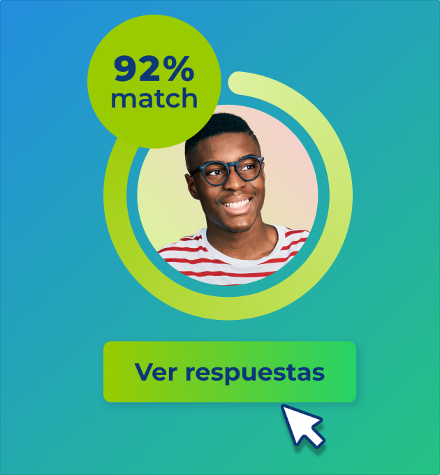 perfil de un candidato con un 92% de adecuación en un gráfico circular con la foto de un chico con gafas dentro