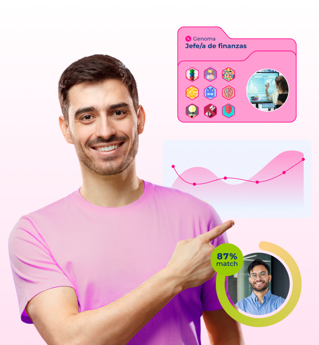 chico joven señalando un perfil genoma adecuado