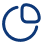 icono sin relleno de color azul de un gráfico circular