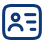 icono azul sin relleno de avatar sobre un rectángulo con líneas tipo tarjeta
